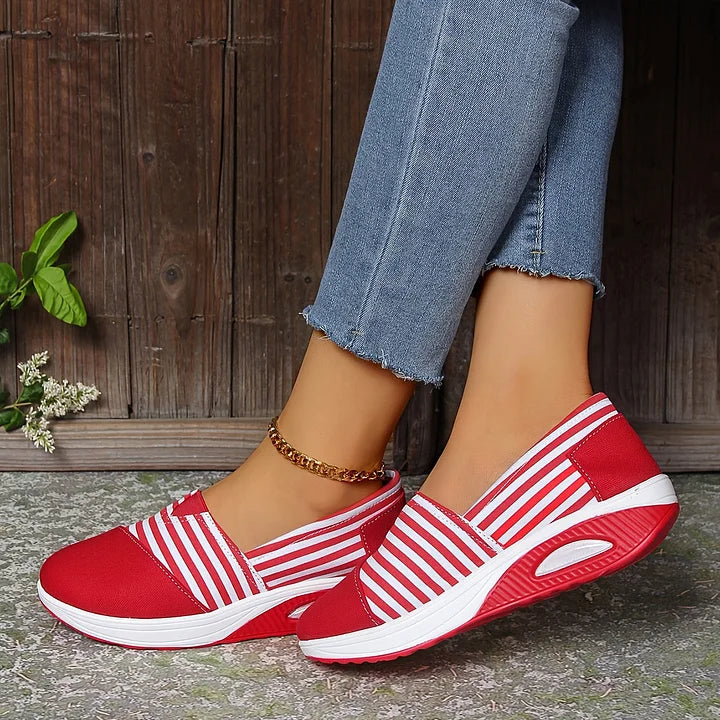 Tasha - Comfortable Striped Slip-On Comfort Sneakers