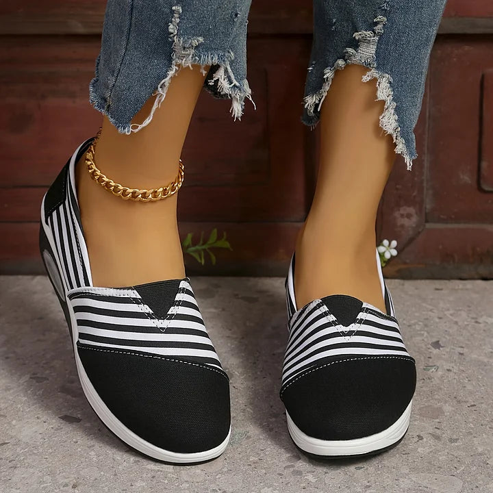 Tasha - Comfortable Striped Slip-On Comfort Sneakers