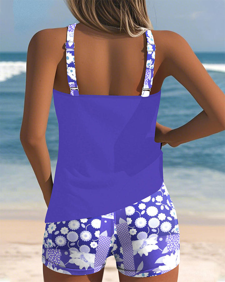 Janet | Swimsuit Tank Top with Printed Boxer Set
