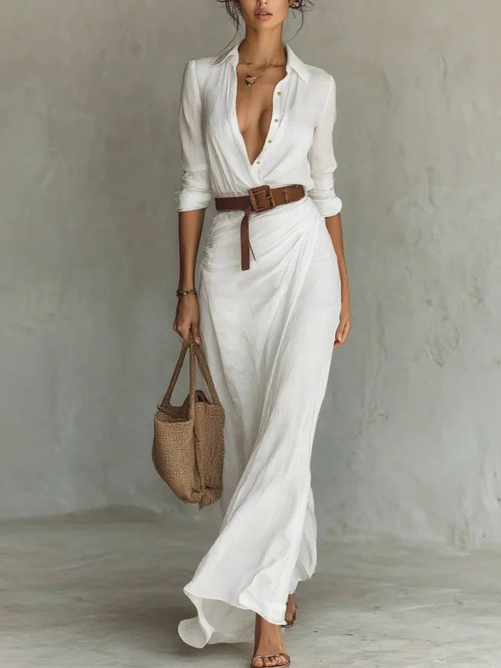 Thames | Lapel-Wrap Maxi Dress