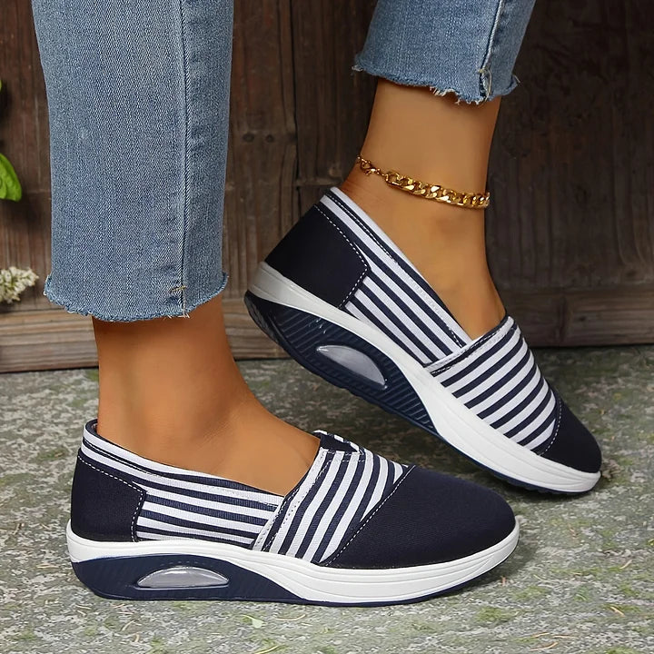 Tasha - Comfortable Striped Slip-On Comfort Sneakers