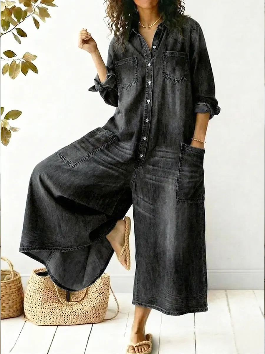 Joan | Casual Cotton Denim Jumpsuit