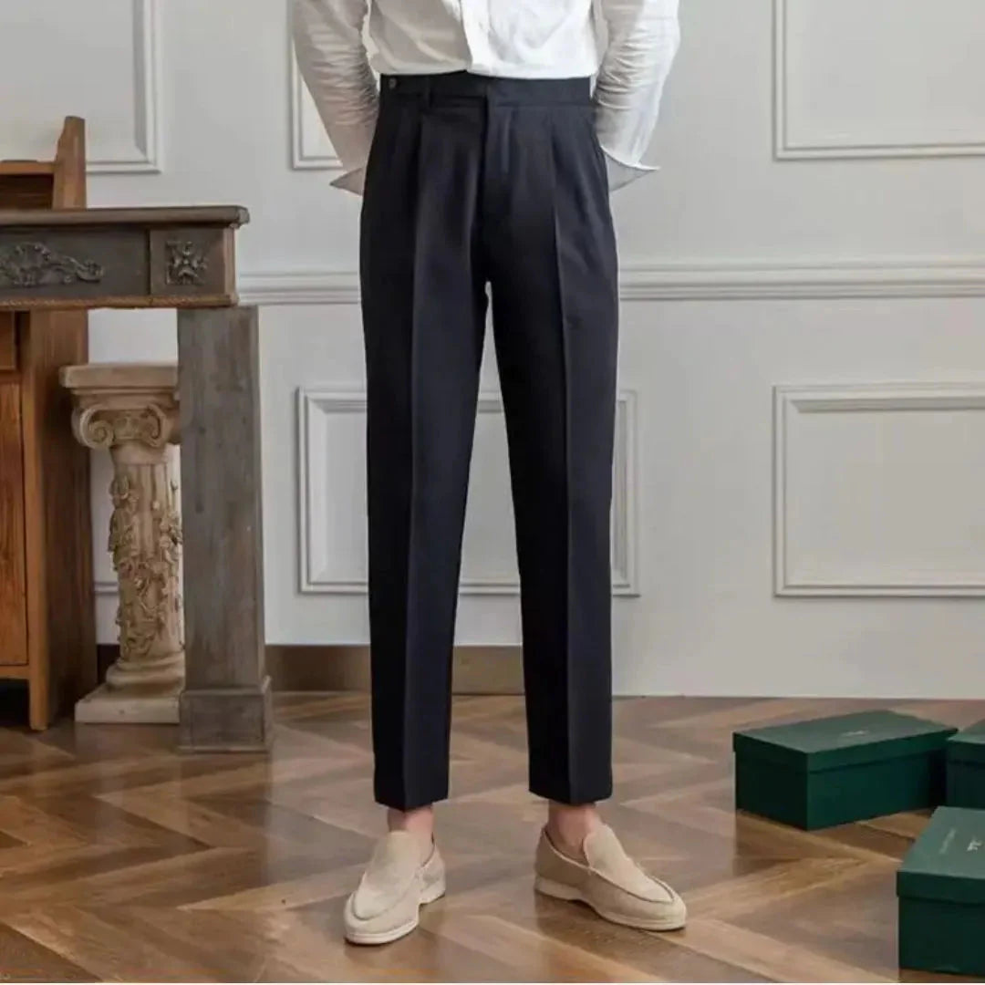 Belvoir High Waist Buckle Pleated Trousers