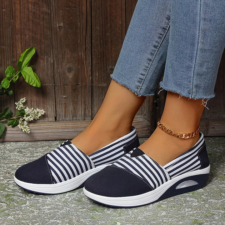 Tasha - Comfortable Striped Slip-On Comfort Sneakers
