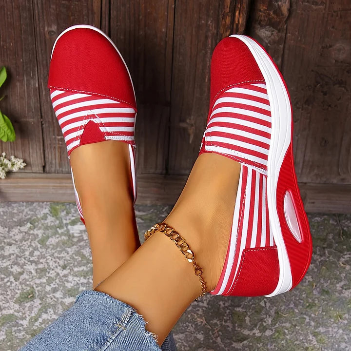 Tasha - Comfortable Striped Slip-On Comfort Sneakers