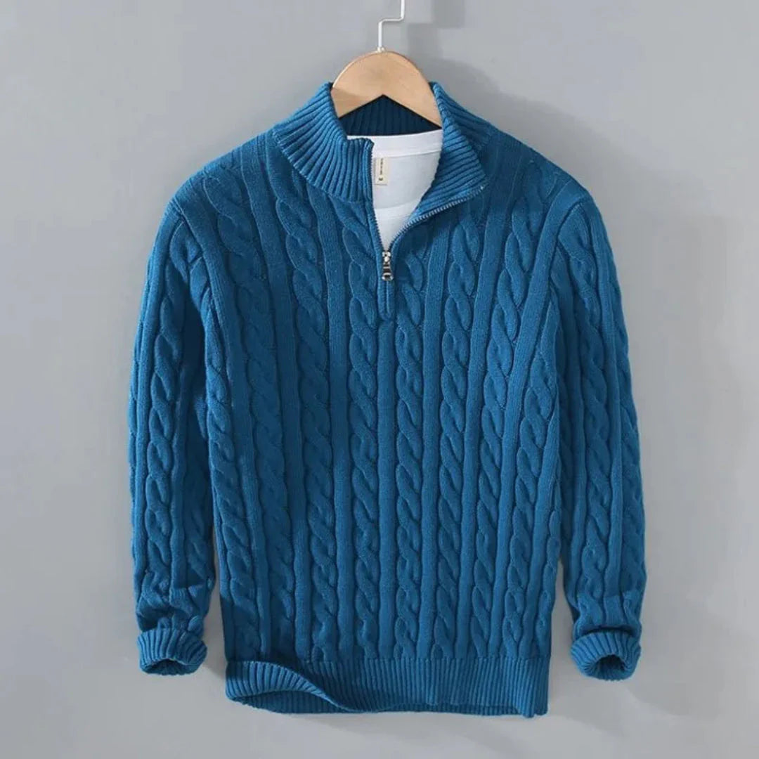 Hensley Cable Knit Half-Zip Sweater
