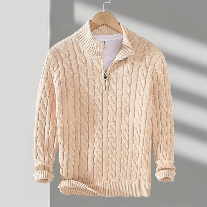 Hensley Cable Knit Half-Zip Sweater