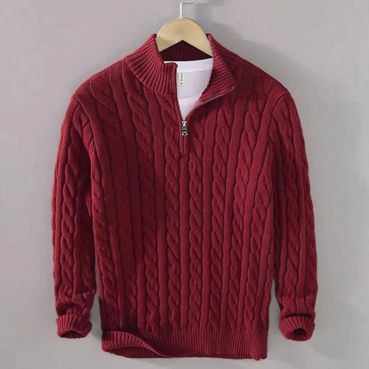 Hensley Cable Knit Half-Zip Sweater