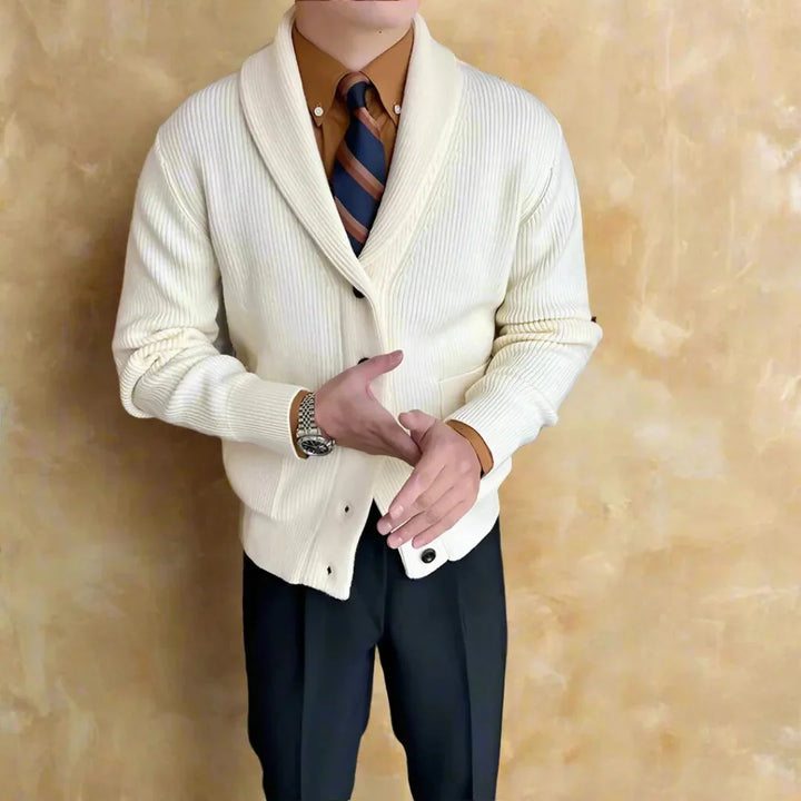 Juliano Ribbed Shawl Collar Cardigan