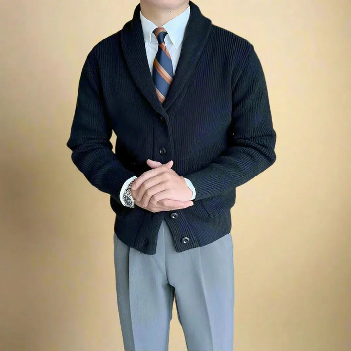 Juliano Ribbed Shawl Collar Cardigan