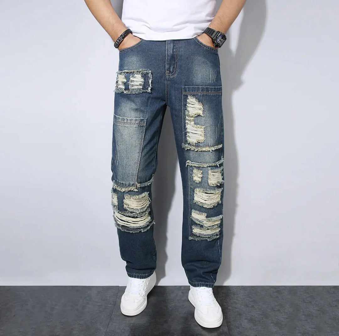 Men's Loose-Fit Distressed Jeans