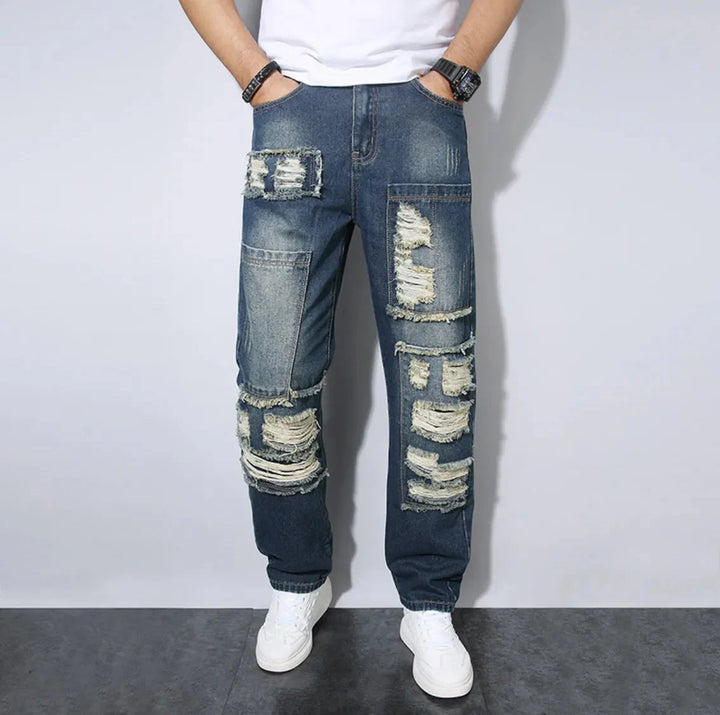 Men's Loose-Fit Distressed Jeans