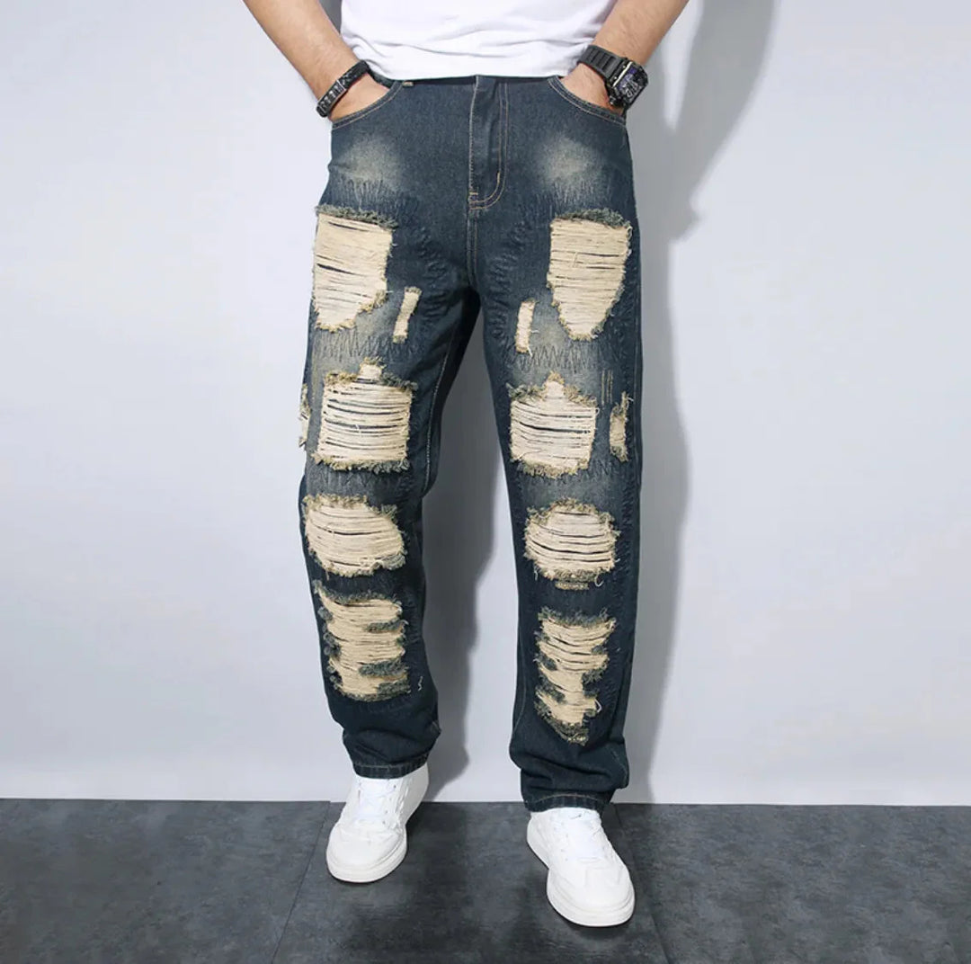Men's Loose-Fit Distressed Jeans