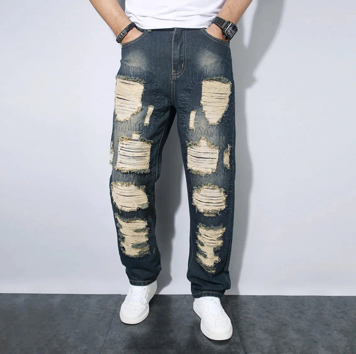 Men's Loose-Fit Distressed Jeans