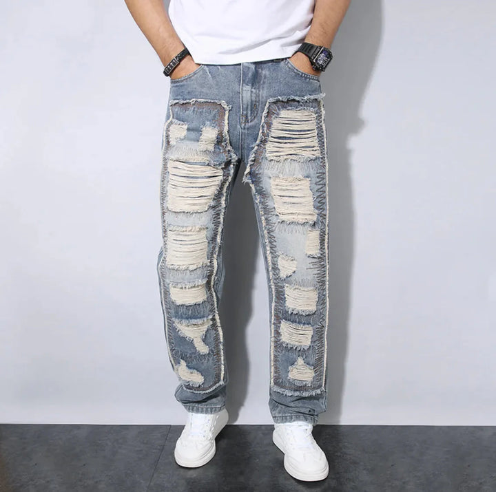 Men's Loose-Fit Distressed Jeans