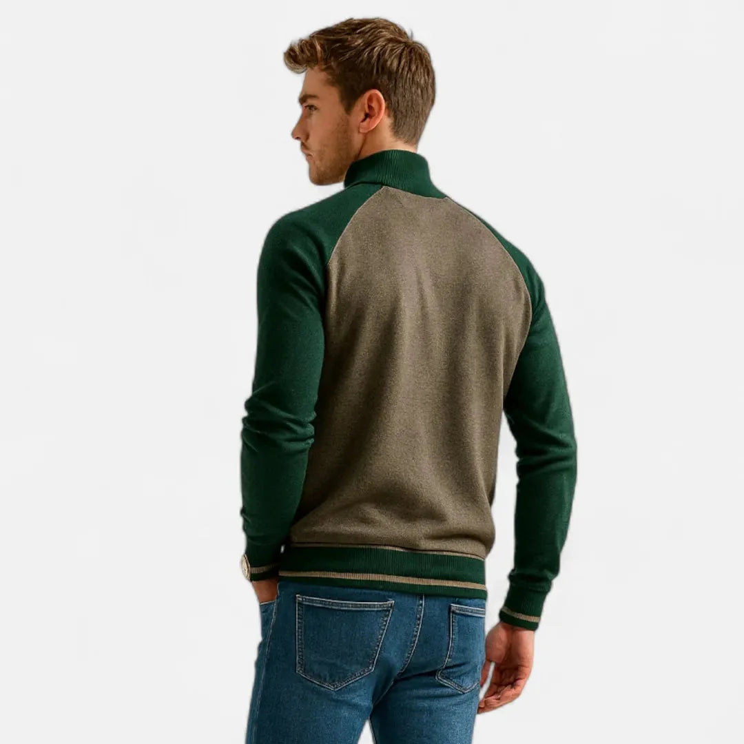 Men’s Raglan Sleeve Zip-Up Knit Jacket