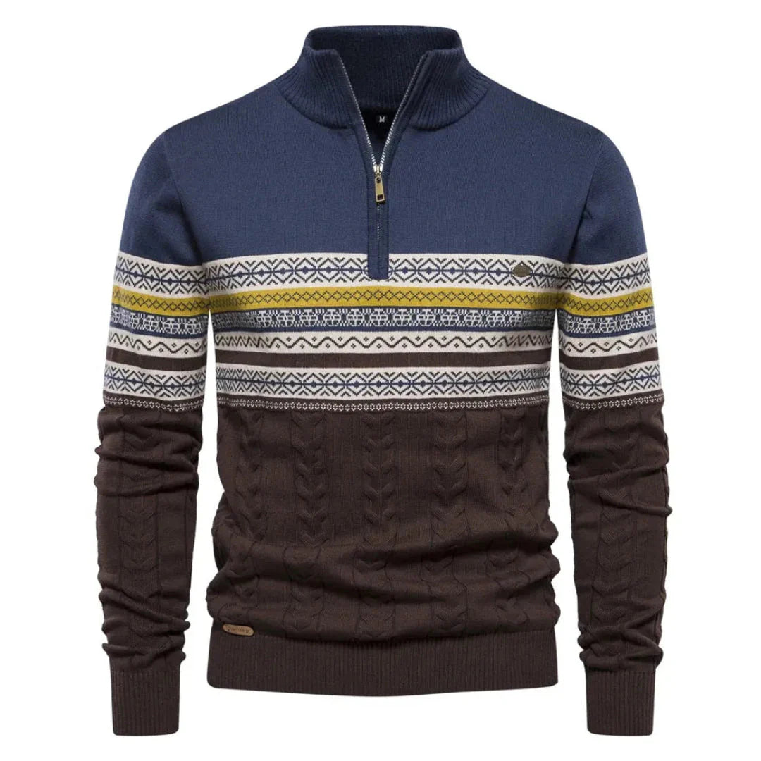 Myles Striped Quarter-Zip Sweater