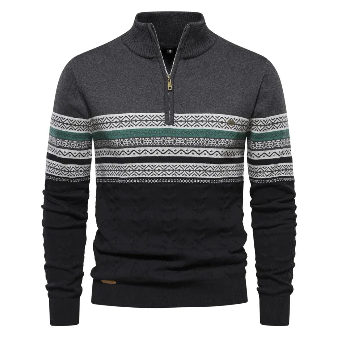 Myles Striped Quarter-Zip Sweater