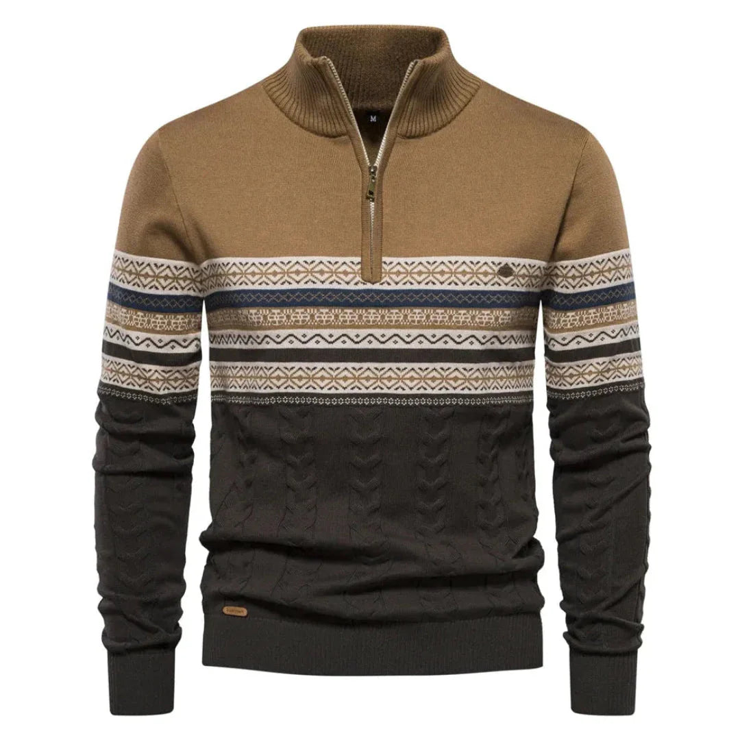 Myles Striped Quarter-Zip Sweater