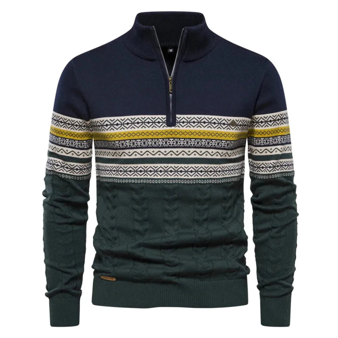 Myles Striped Quarter-Zip Sweater