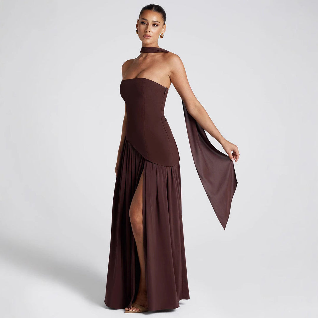 Strapless Cocktail Dress with Asymmetrical Skirt