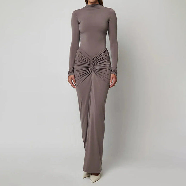 Women's Winter Bodycon Dress with Ruched Waist