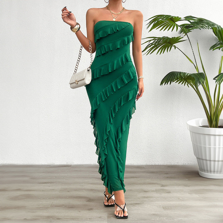Strapless Bodycon Cocktail Dress with Ruffle Detail
