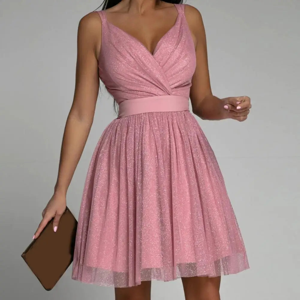 Elegant Sleeveless V-Neck Cocktail Dress