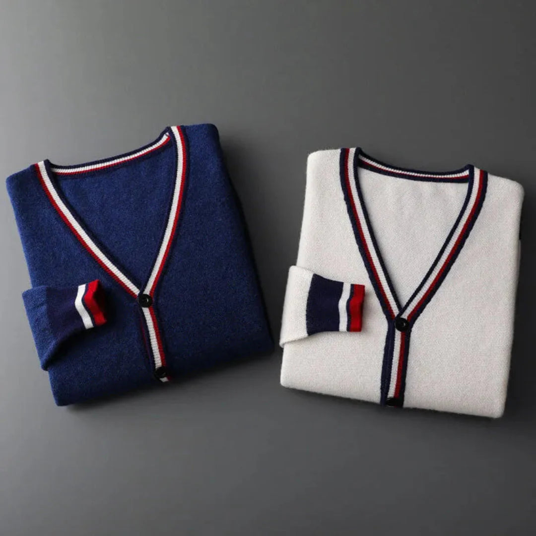 Ralph V-Neck Stripe Knit Cardigan