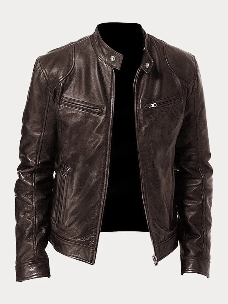 Victor  | Sleek Leather Biker Jacket