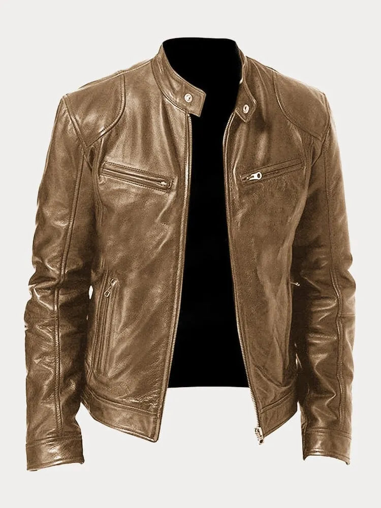 Victor  | Sleek Leather Biker Jacket