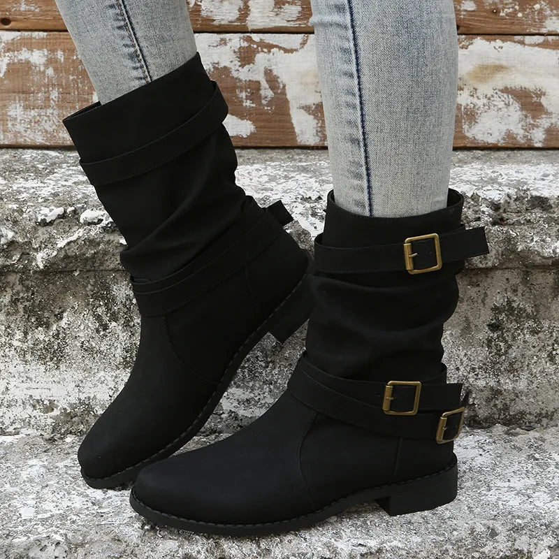 Stylish women's casual Martin boots with round toe design