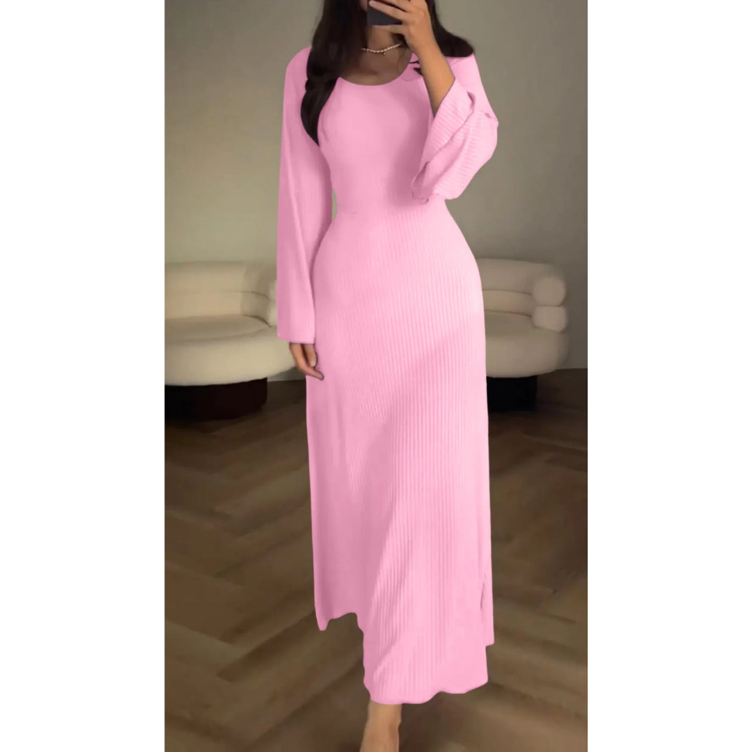 Elegant Winter Maxi Dress with Long Sleeves