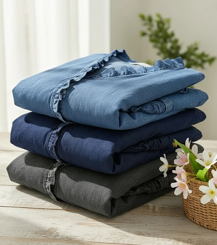 Ellen | Casual Denim Shirt With V Neck